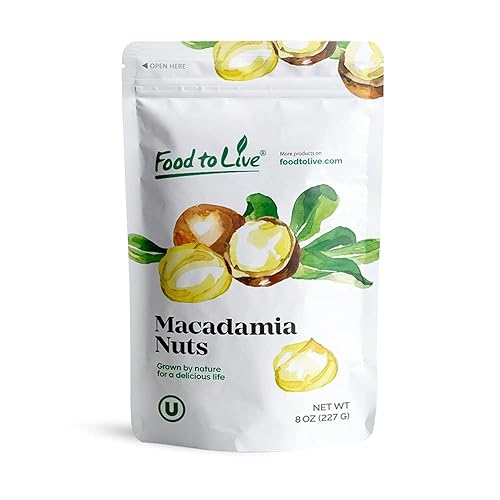 Food to Live Dry Roasted Macadamia Nuts, 8 Ounces - Oven Roasted, Unsalted, No Oil Added, Great Vegan Snack, Keto, Kosher, Bulk. High in Protein