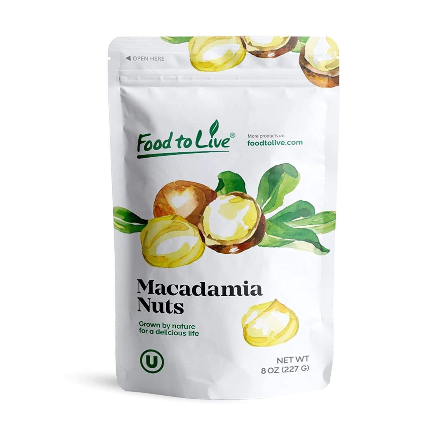 Food to Live Dry Roasted Macadamia Nuts, 8 Ounces - Oven Roasted, Unsalted, No Oil Added, Great Vegan Snack, Keto, Kosher, Bulk. High in Protein