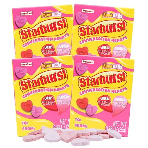 Starbursts Conversation Hearts, Classic Valentine's Day Candy, .88 Ounces Each (Pack of 4)