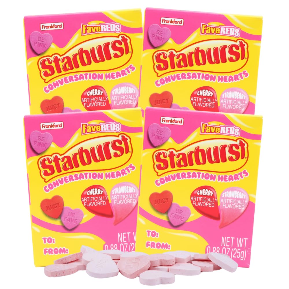 Starbursts Conversation Hearts, Classic Valentine's Day Candy, .88 Ounces Each (Pack of 4)