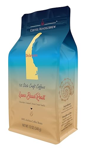 Coffee Rendezbrew 1st State Craft Coffee - Lewes Beach, 100% Arabica Gourmet Infused Coffee, Medium Roast, Ground, 12 oz bag