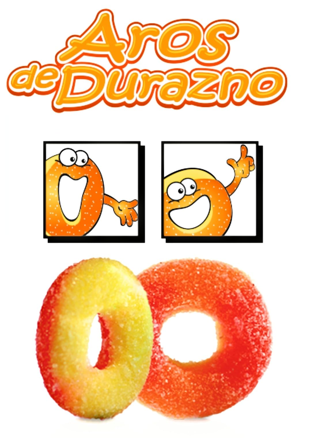 Lucky Gummys Double Layered Peach Rings Gummy Candy Aros de Durazno, bag of 2.2 Lb