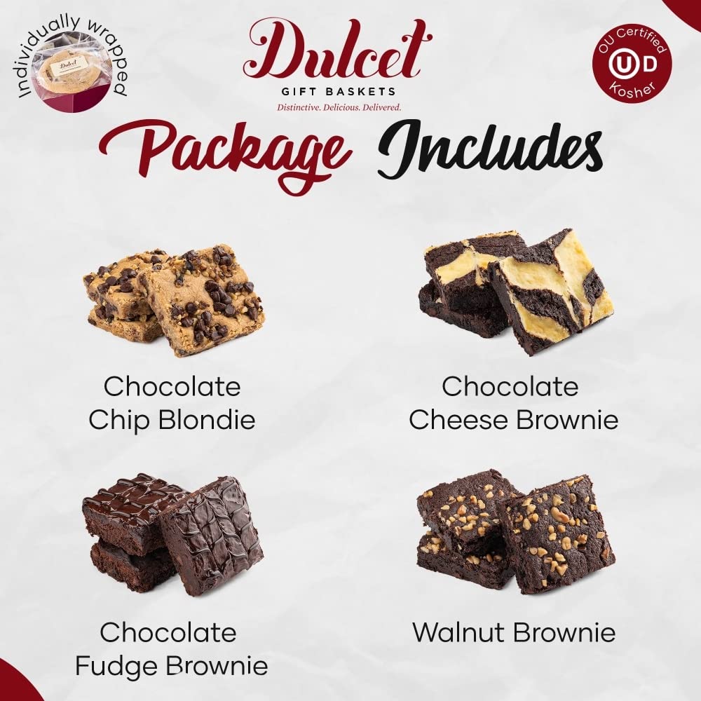 Dulcet Gift Baskets Gourmet Chocolate Brownie Tin Brownie Assortment Delicious Cheesecake, Rocky Fudge, Chocolate Ganache, Brownies Fresh Healthy