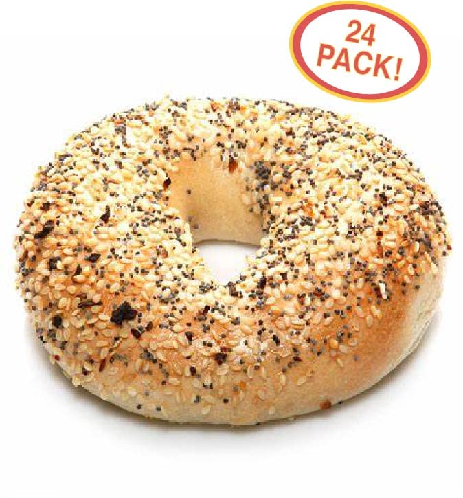 Elie's Everything Bagels - 6 packs of 4 bagels per pack - 24 total bagels. NOT GLUTEN FREE