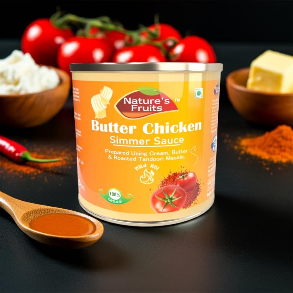 Butter Chicken Simmer Sauce - 14 oz - Creamy Tomato-Based Indian Sauce - Ready-to-Cook for Chicken or Paneer - Ideal for Restaurants & Catering