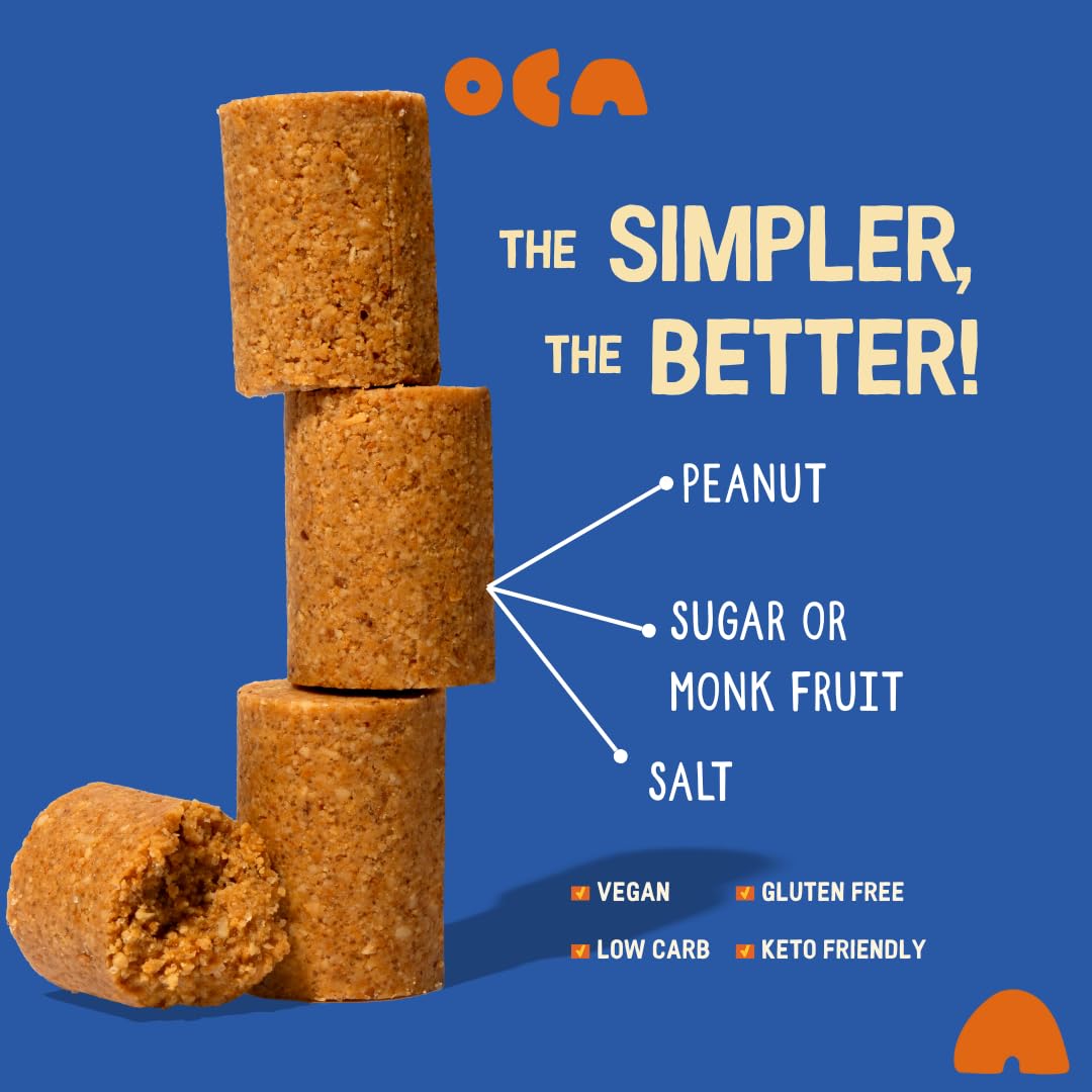 Oca Sugar-Free Peanut Butter Bites - 4 pack - 30g of Protein per pack - 3 Ingredients - No Sugar Added, Low Carb, High Protein - Healthy Keto Friendly