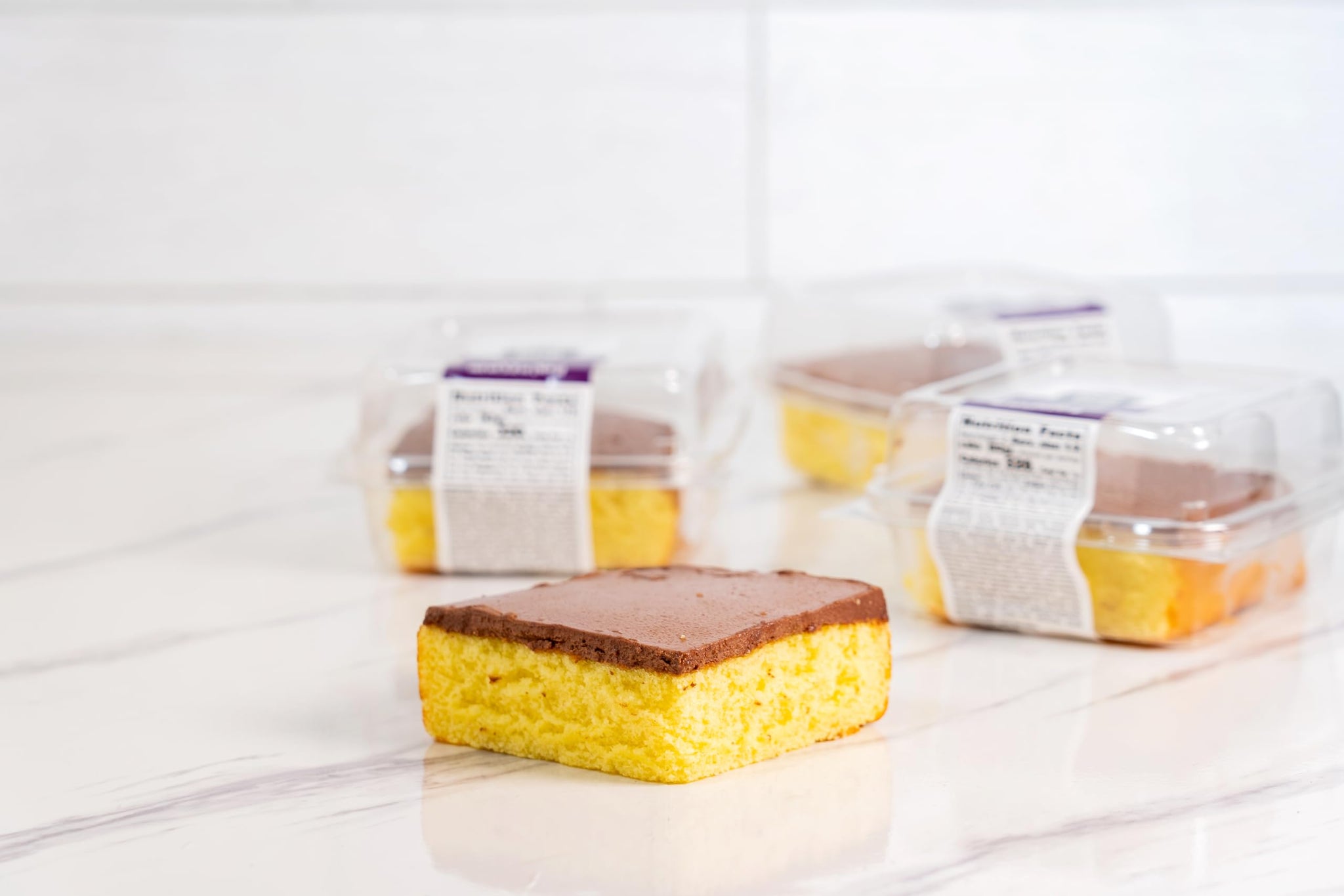 Our Specialty Individual Yellow Cake Slice with Chocolate Icing, Frozen, 5.8 Oz