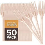100% Eco Friendly Compostable Forks Disposable Forks Cornstarch Based 50 Large Disposable Utensils (6.7 in.) Durable and Heat Resistant Alternative