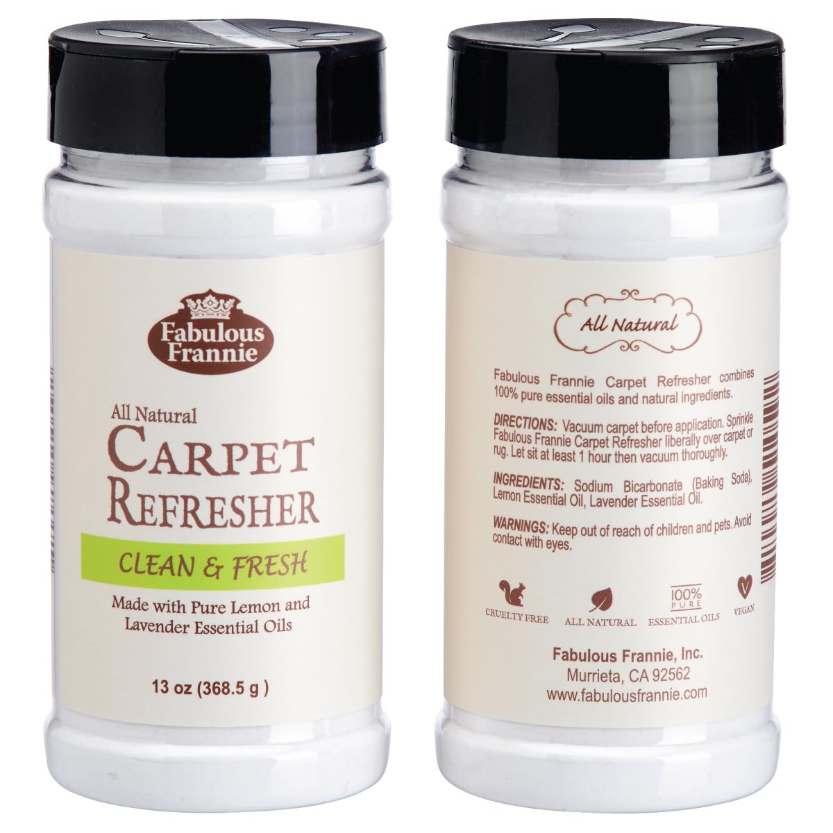 Fabulous Frannie All Natural Ingredients No Synthetics Lemon - Lavender Scent Carpet Refresher made with Pure Essential Oils 13 Ounce (Pack of 1)