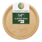 Charity Leaf Disposable Palm Leaf 14" Round Trays (10 pieces) Bamboo Like Serving Platters, Disposable Boards, Eco-Friendly Dinnerware For Weddings
