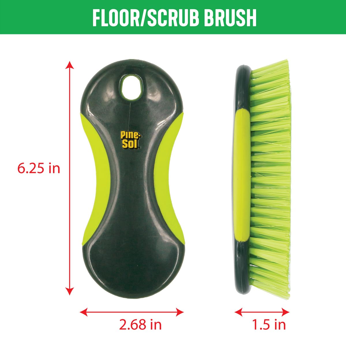 Pine-Sol Scrub Brush Set - Long Handle Cleaning Brushes with Heavy Duty Bristles and Comfort Grip - Scrubbers for Kitchen, Household, and Dishwashing