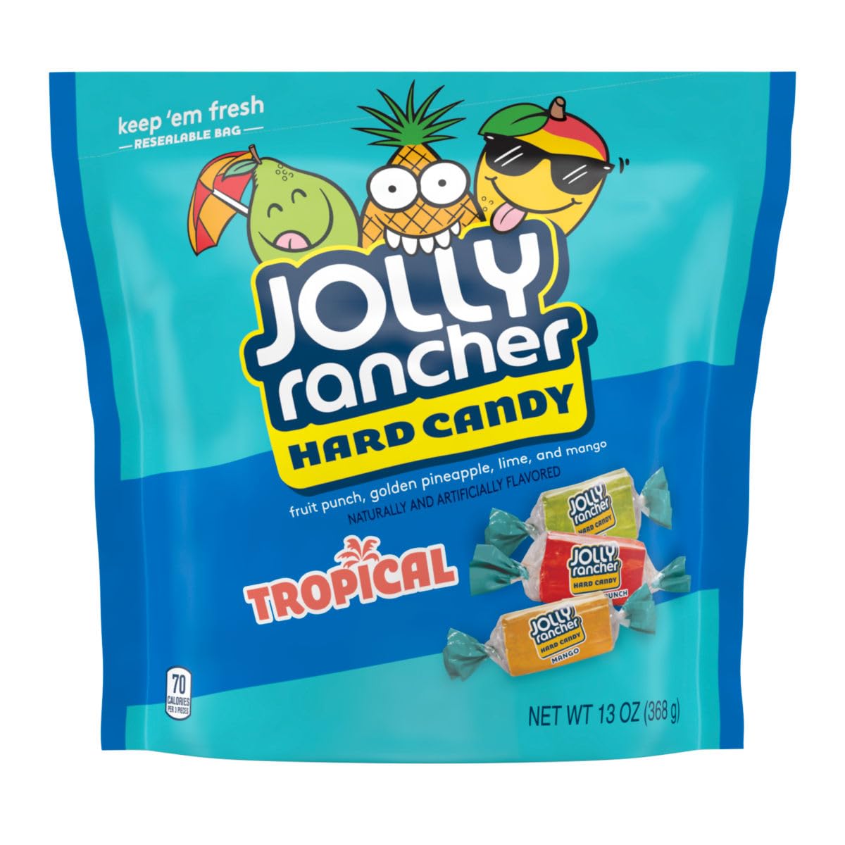 Jolly Ranchers Tropical Bag, 13 Ounce Bag (Pack of 2), Individually Wrapped Hard Candy, The Hampton Popcorn & Candy Company