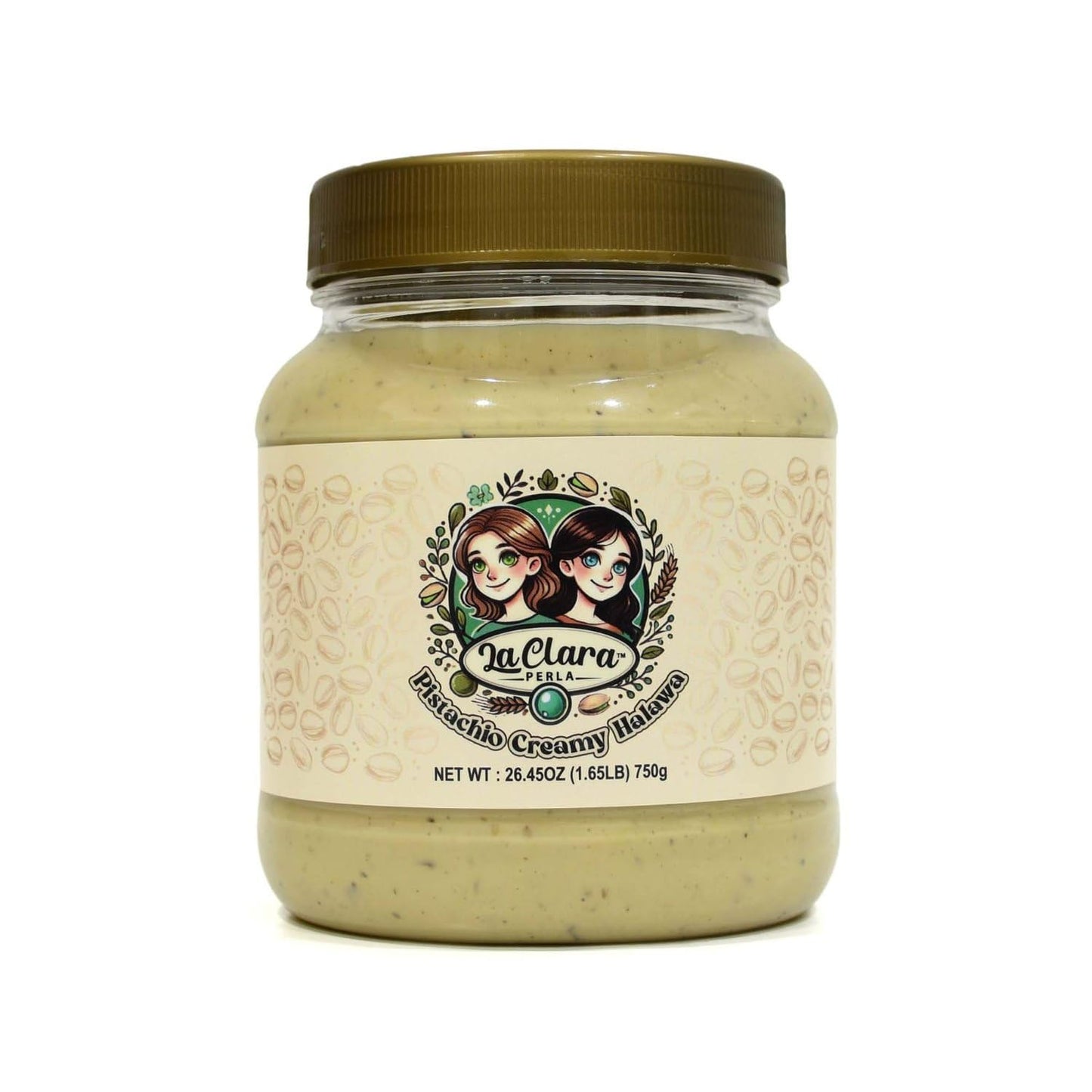 Pistachio Creamy Halawa (Halva/Halwa) Spread (New Flavor for Dubai Chocolate) - 26.46 oz (750g)