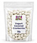 Yogurt Coated Cranberries- 1 lb of Fresh Gourmet Sweet Creamy Chewy Covered Dipped Cranberries
