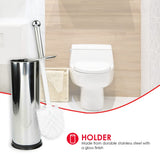 Home Basics Polished Stainless Steel Toilet Brush with Holder and Canister Stand