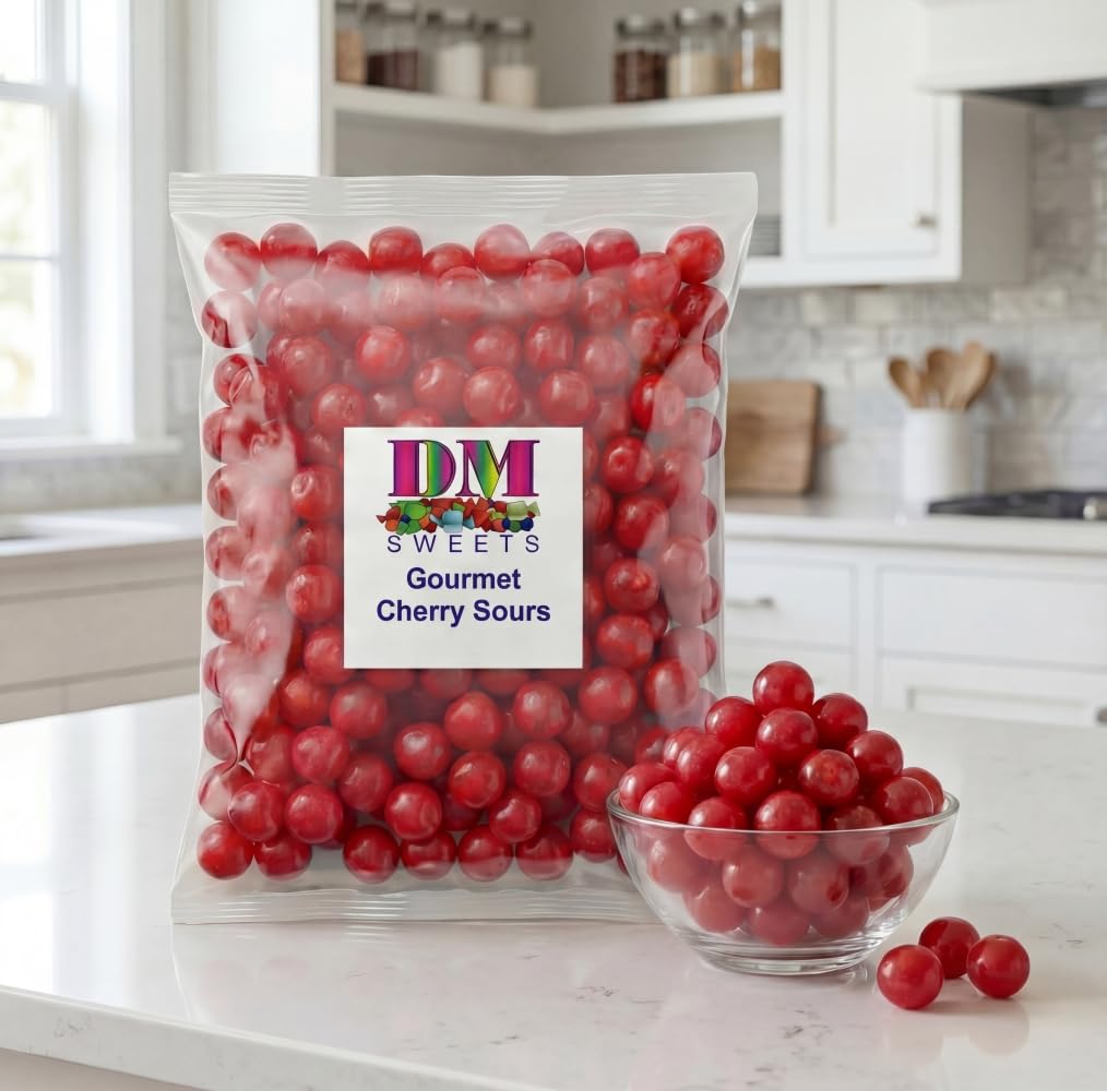 Cherry Sours Candy Balls - 2 lb Bulk Bag of Gourmet Tart Chewy Sweet and Sour Red Treats