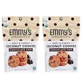 Emmy's Organics Chocolate Chip Coconut Cookies (Pack of 2)| Gluten-Free, Organic, Vegan, Paleo-Friendly