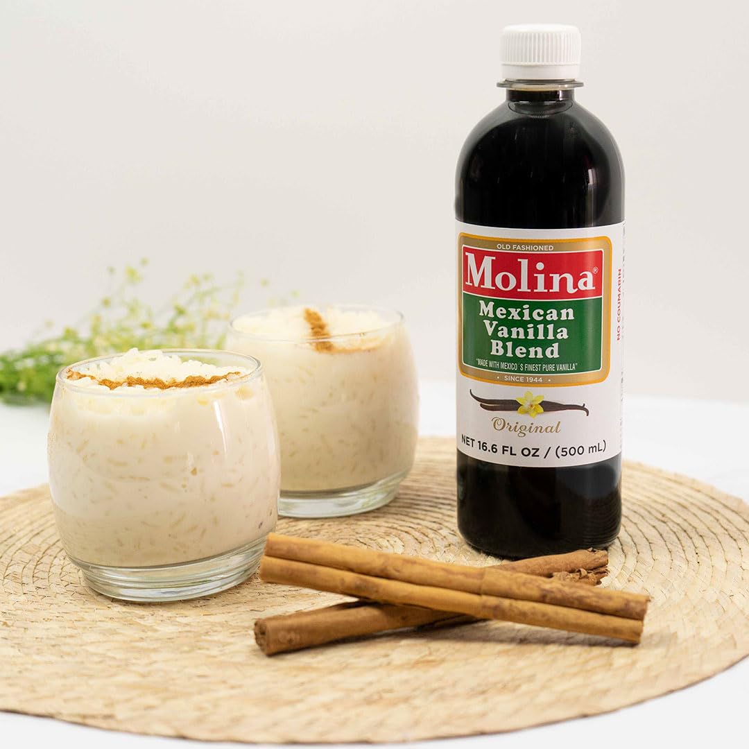 Vanilla Molina - Mexican Vanilla Blend with Pure Vanilla Extract - 2 Pack (16.6 Fl Oz Bottles) - 33.86 Fl Oz Total, Natural Flavoring for Baking