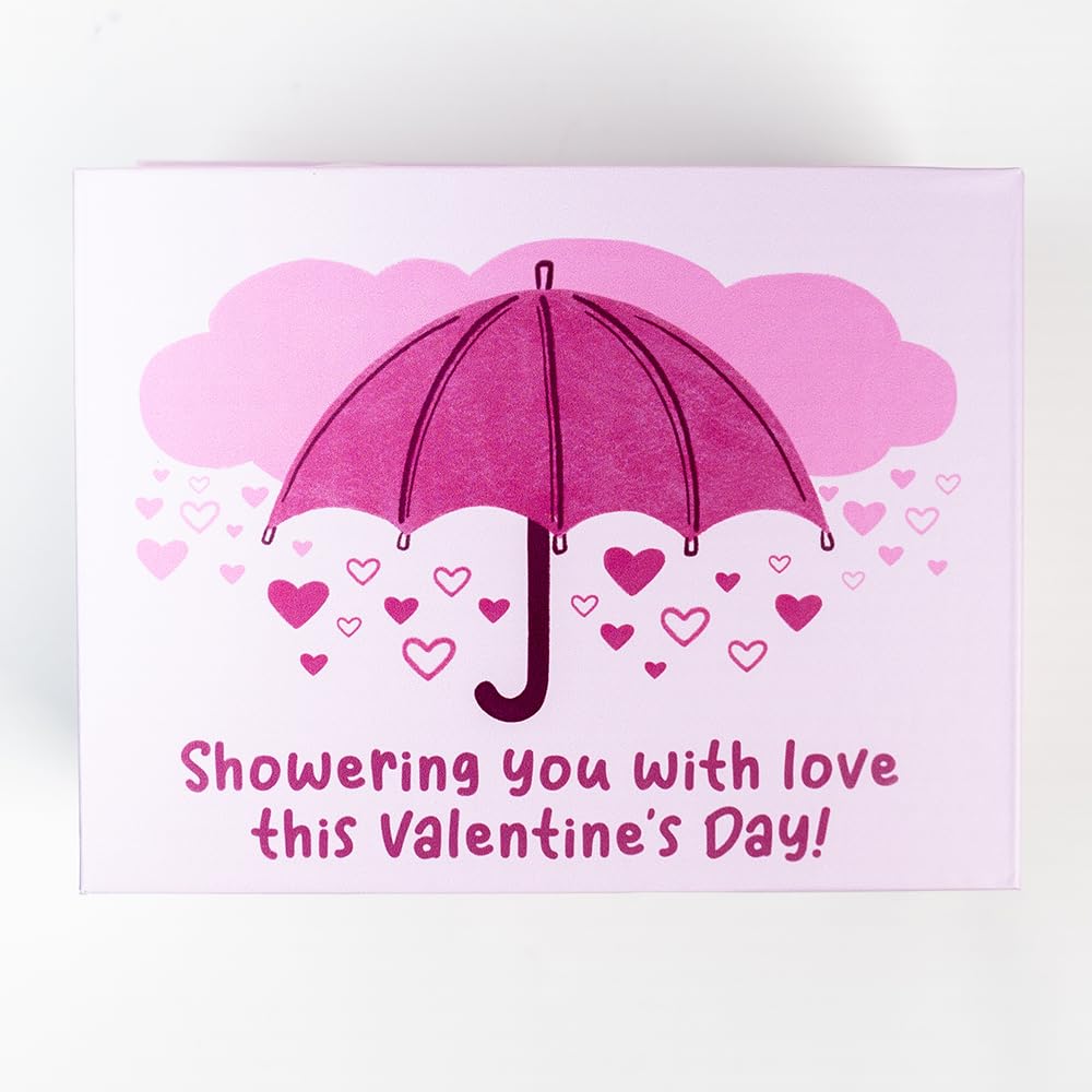 Umbrella Love Shower Bundle by Send A Cake - No Setup Required Explosion Gift Box with Music, Delicious 3" Mini Bundt Cake with 20 Sweet