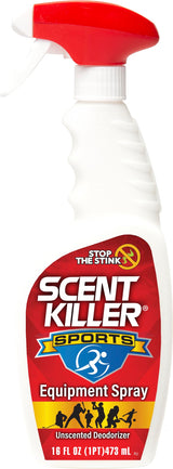 Scent Killer Sports Equipment Deodorizer Spray - Unscented Sports Equipment Deodorizer for Shoes, Gym Bags, Helmets and Gear - 16 FL OZ