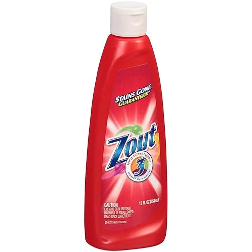 Zout Laundry Stain Remover, Triple Enzyme Formula for Blood, Tomato Sauce, & Oil Stains, Made in USA, 12 Ounce Squeeze Bottle with Flip Top Cap (Pack