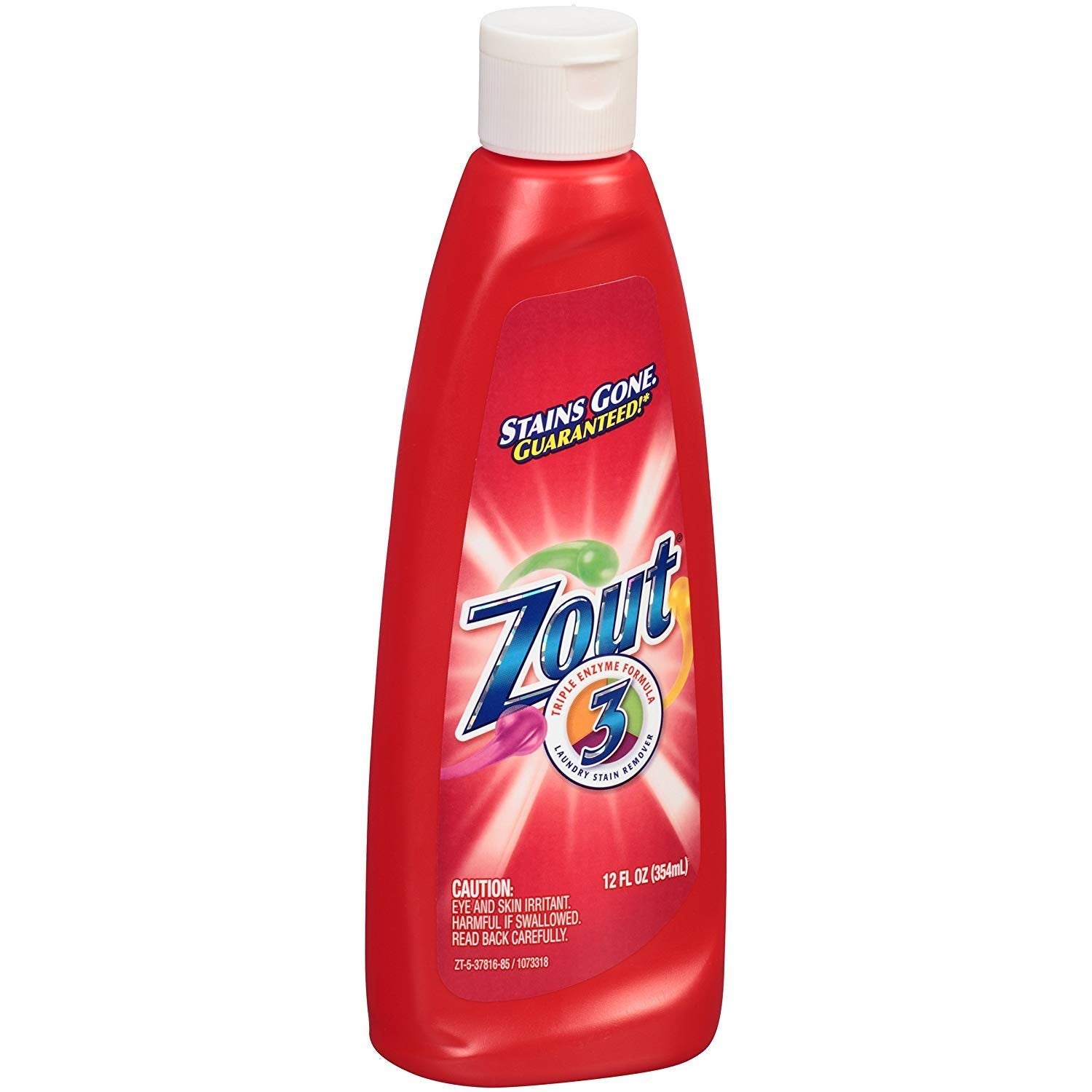 Zout Laundry Stain Remover, Triple Enzyme Formula for Blood, Tomato Sauce, & Oil Stains, Made in USA, 12 Ounce Squeeze Bottle with Flip Top Cap (Pack