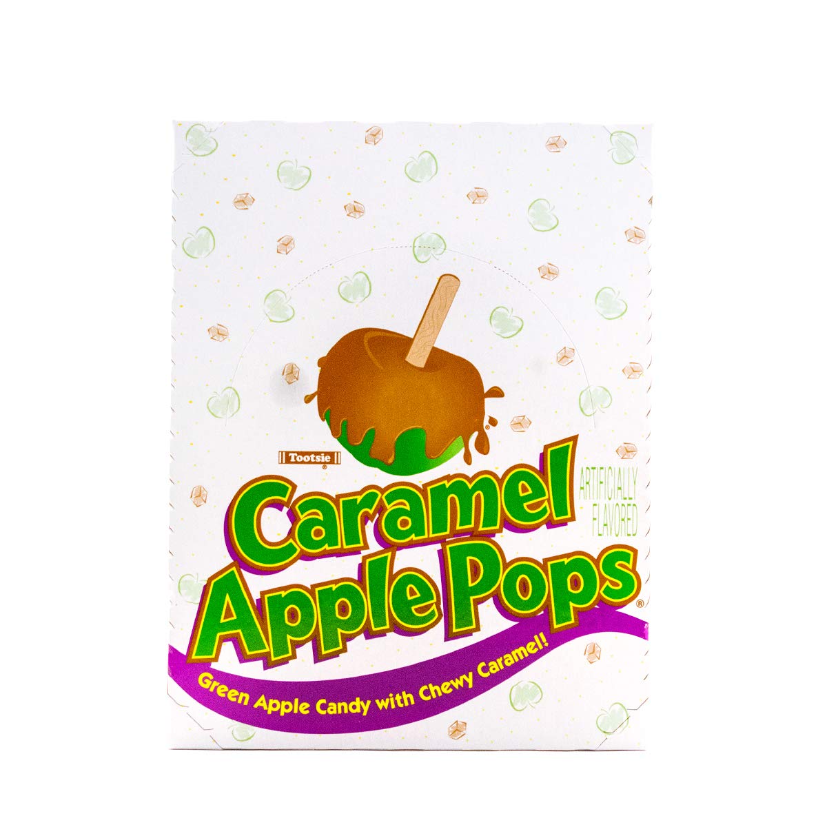 Tootsie Roll Caramel Apple Pops - Caramel Covered Green Apple Candy Lollipops - Bulk Gluten Free Candy - 1 Display Box Package - 48 Count