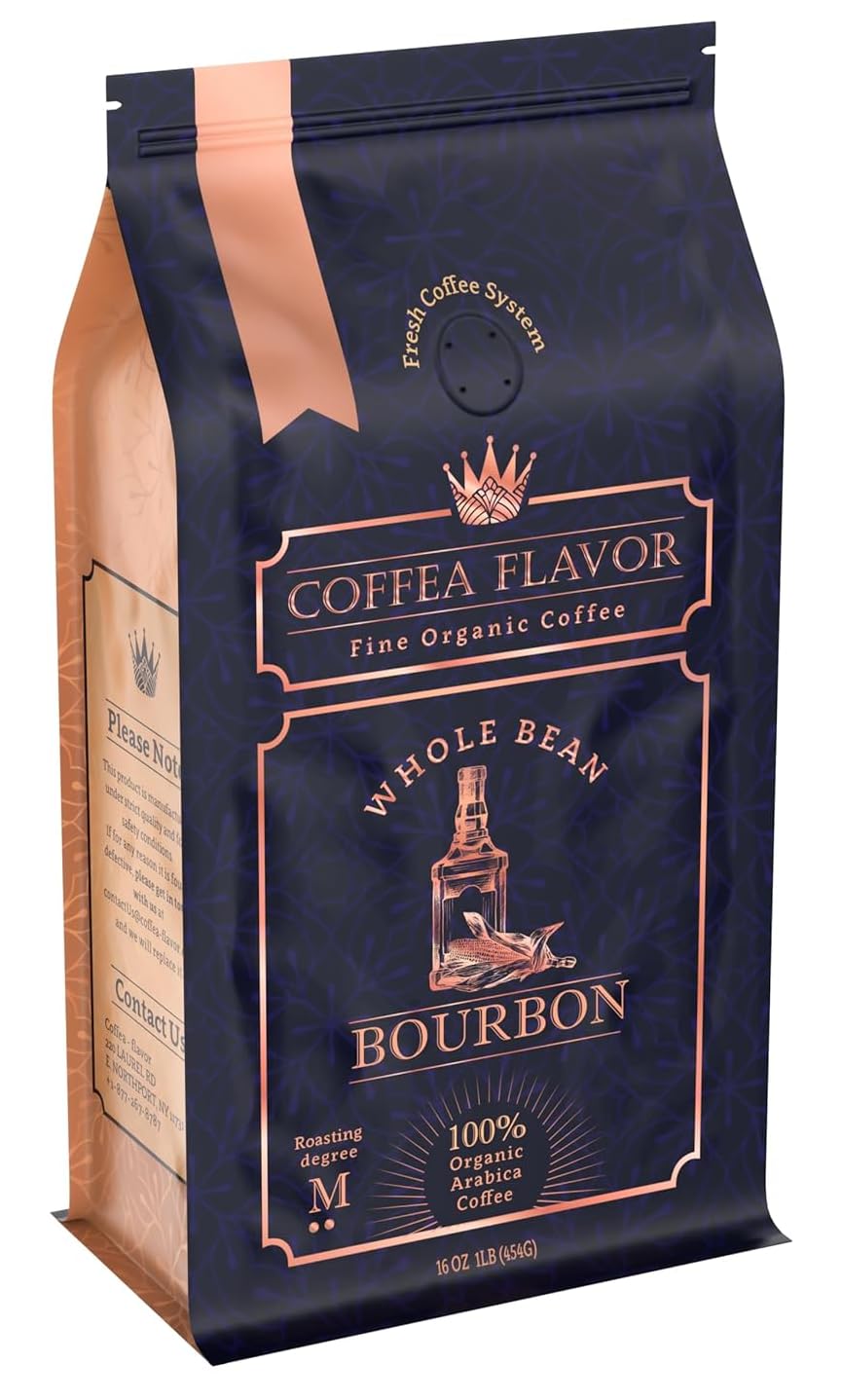 Bourbon Flavored Whole Bean Coffee - Organic Medium Roast 100% Arabica - Single Origin Dominican Coffee with Smooth Bourbon Flavor - Rich Aroma
