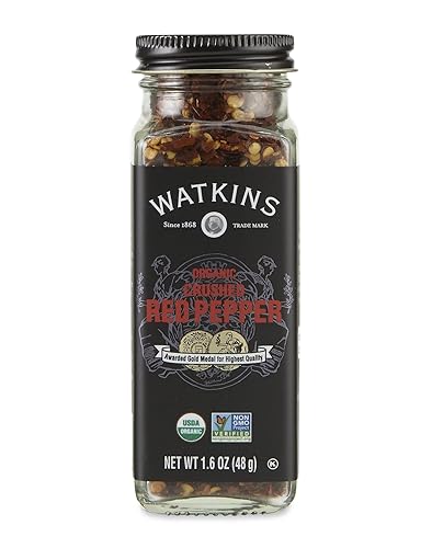 Watkins Gourmet Organic Spice Jar, Crushed Red Pepper, Non-GMO, Kosher, 1.6 Ounce Jar, 1-Pack