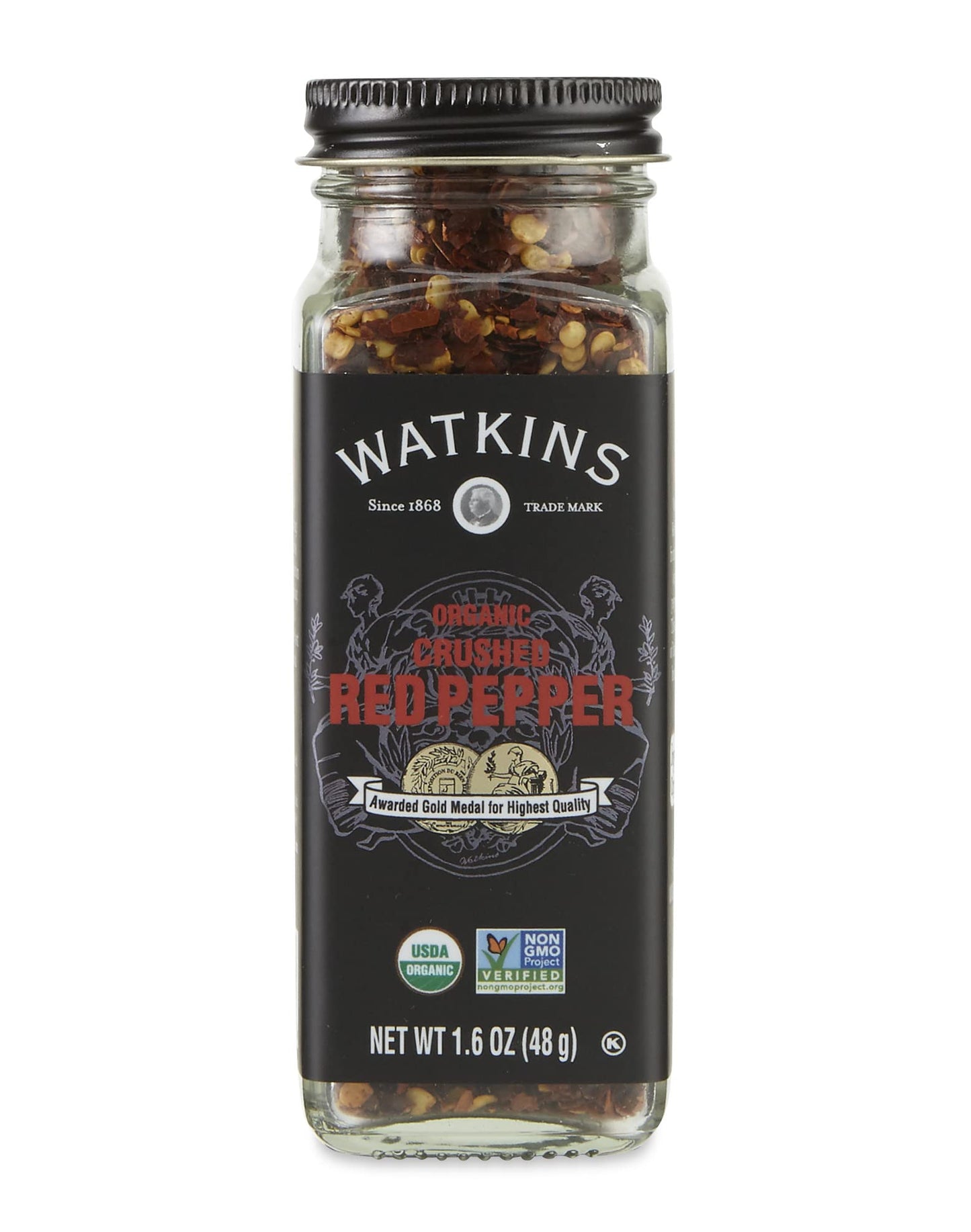 Watkins Gourmet Organic Spice Jar, Crushed Red Pepper, Non-GMO, Kosher, 1.6 Ounce Jar, 1-Pack