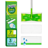 Sweeper 2 in 1 Dry + Wet Floor Cleaning and Sweeping Kit, Multi Surface Floor Cleaning Kit, Kit Includes 1 Sweeper, 7 Dry Sweeping Cloth, 3 Wet Mop