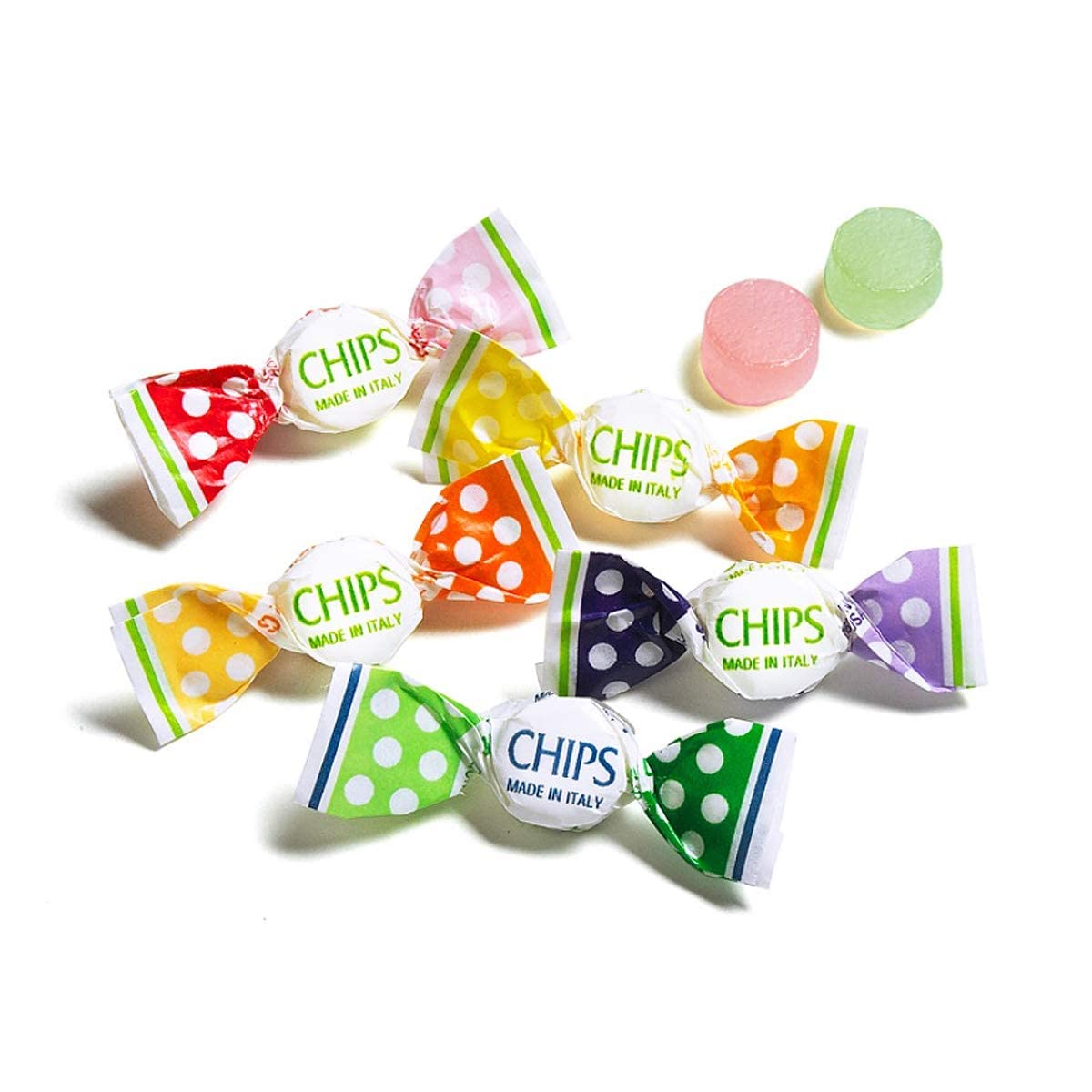 CHIPS Lightly Mentholated Italian Pastilles, Gourmet Individually Wrapped Fruit Candy Assortment, Cherry Blackberry Lime Lemon Orange, Vegan Gluten