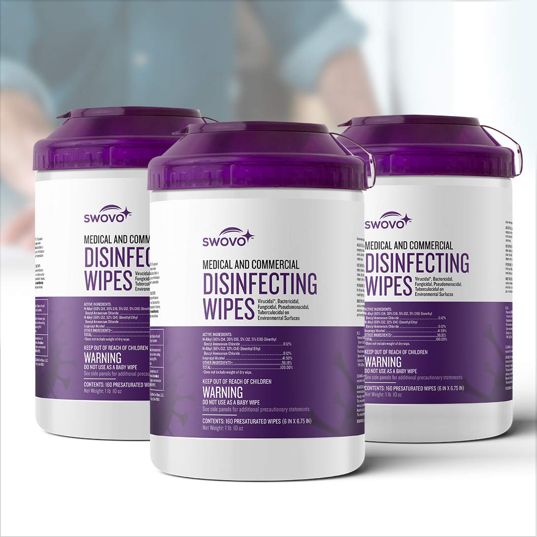 160 Count - Swovo Medical and Commercial Disinfecting Wipes (1 Pack)