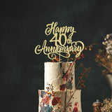 AROKIPPRY golden Glitter Happy 40th Anniversary Cake Topper - Wedding Anniversary/Company Party / 40th Birthday Party Decorations