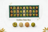 OMNIYA Delicacy Golden Dates - Luxury Date Dessert Treats, 27 Pieces w/Pistachio, Lotus, Sesame & Almond - Gourmet Mediterranean Gift Box