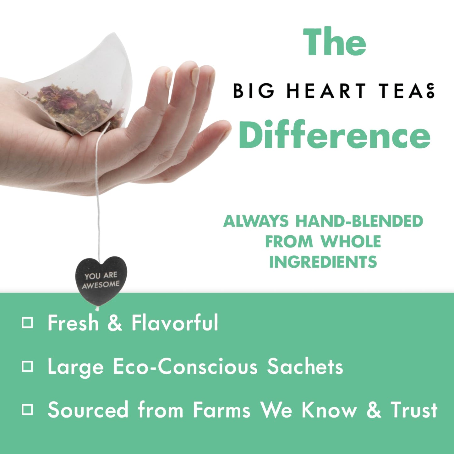 Big Heart Tea Co. Tea Bags - Royal Treatmint Lavender Mint - Certified Organic, Ayurvedic Herbal Decaf Tea in Zero Plastic Sachets - Small Batch
