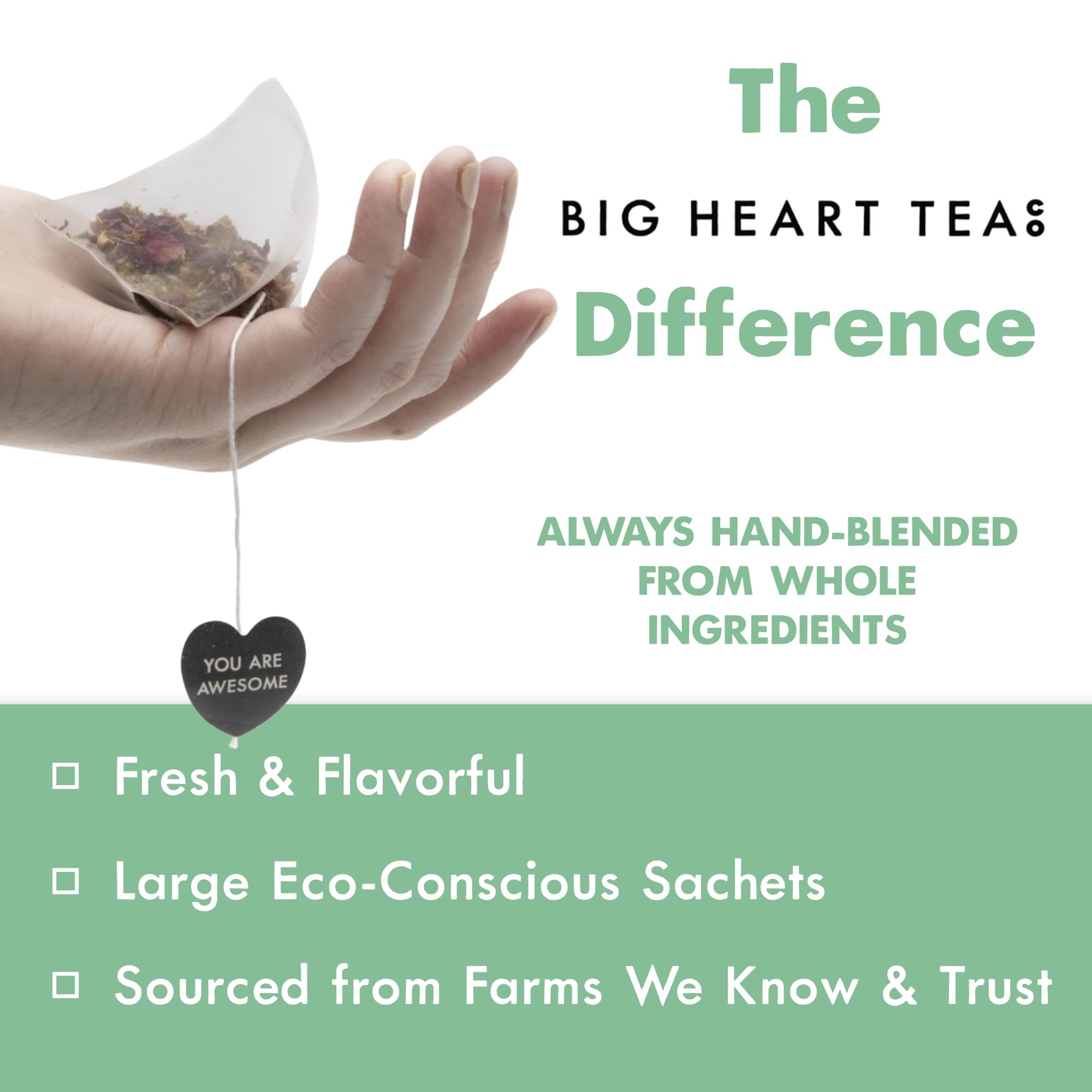 Big Heart Tea Co. Tea Bags - Royal Treatmint Lavender Mint - Certified Organic, Ayurvedic Herbal Decaf Tea in Zero Plastic Sachets - Small Batch