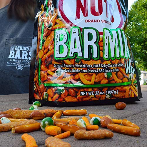 BEER NUTS Bar Mix w/Wasabi - Pretzels, Cheese Stix, Sesame Stix, Insane Grain & Wasabi Peas - 12oz Resealable Jar (Pack of 3)