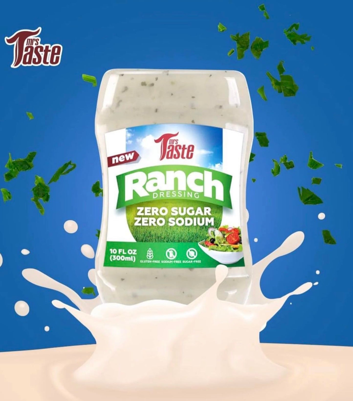 Mrs Taste Sugar Free Sauce, Zero Calories, Zero Sodium, Zero Sugar, High Fiber, Keto Friendly, Paleo Friendly, Condiments and Sauces (Ranch)