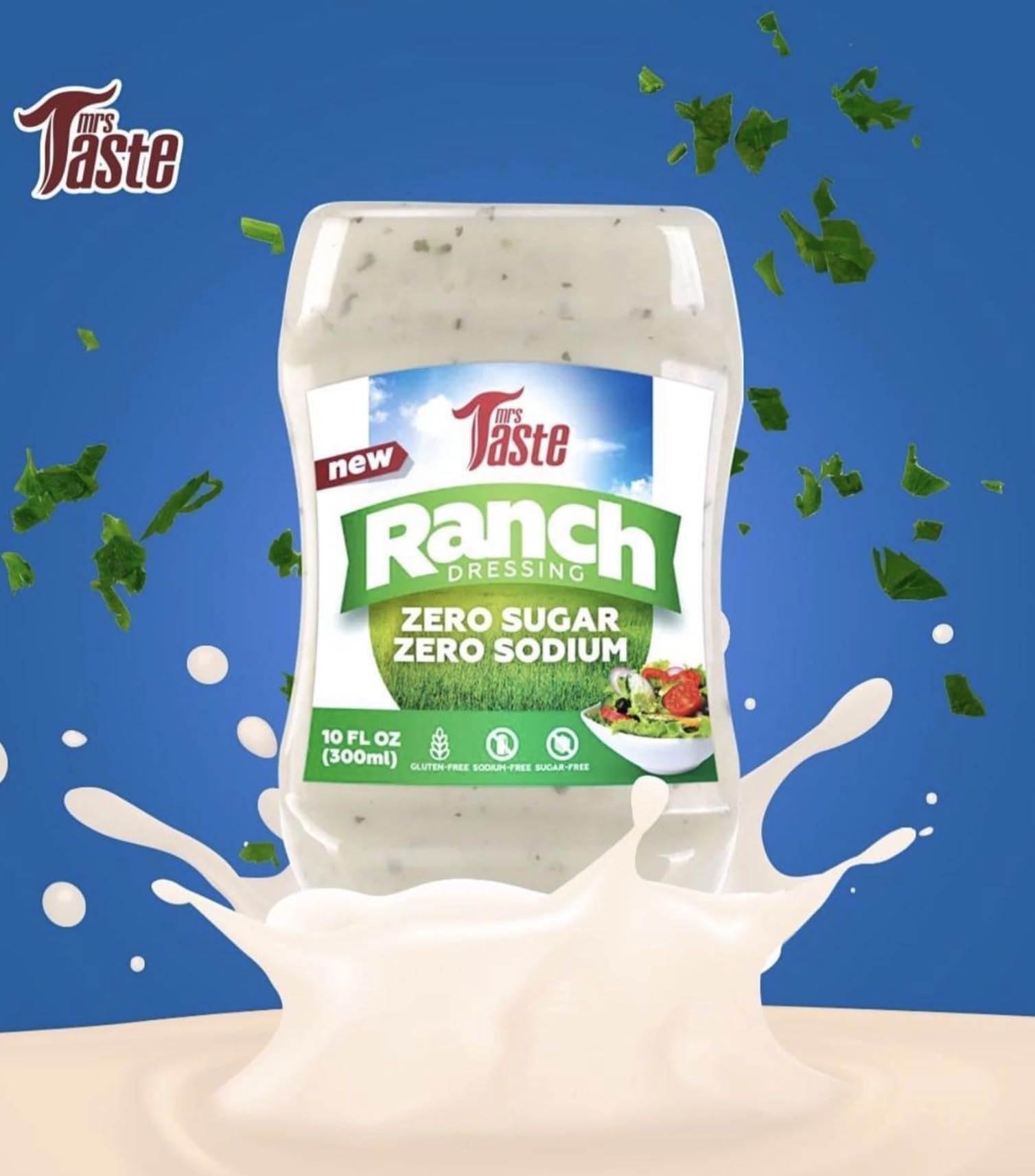 Mrs Taste Sugar Free Sauce, Zero Calories, Zero Sodium, Zero Sugar, High Fiber, Keto Friendly, Paleo Friendly, Condiments and Sauces (Ranch)