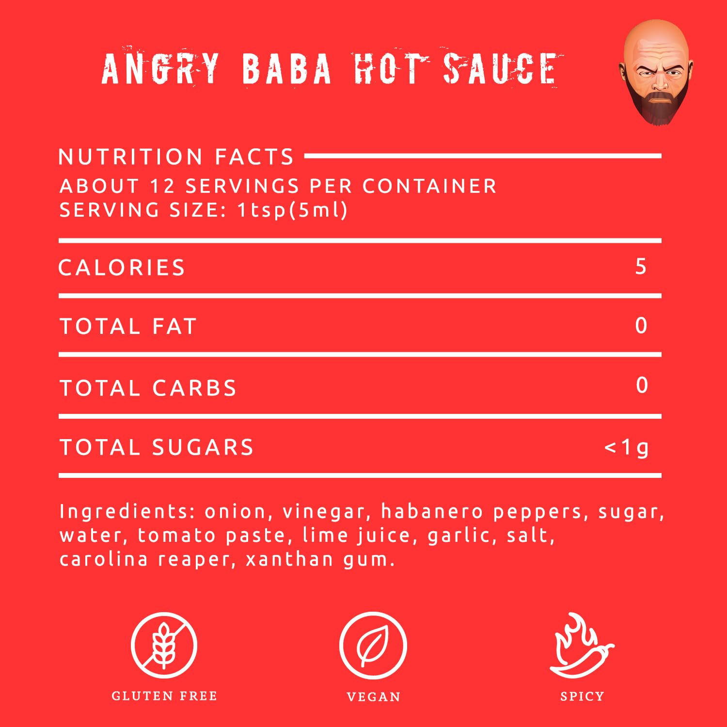 Hot Sauce by Angry Baba | Sweet and Spicy | Best Wing Sauce | Flavorful | Versatile | Small Batch Hand-Crafted | Carolina Reaper & Habanero |