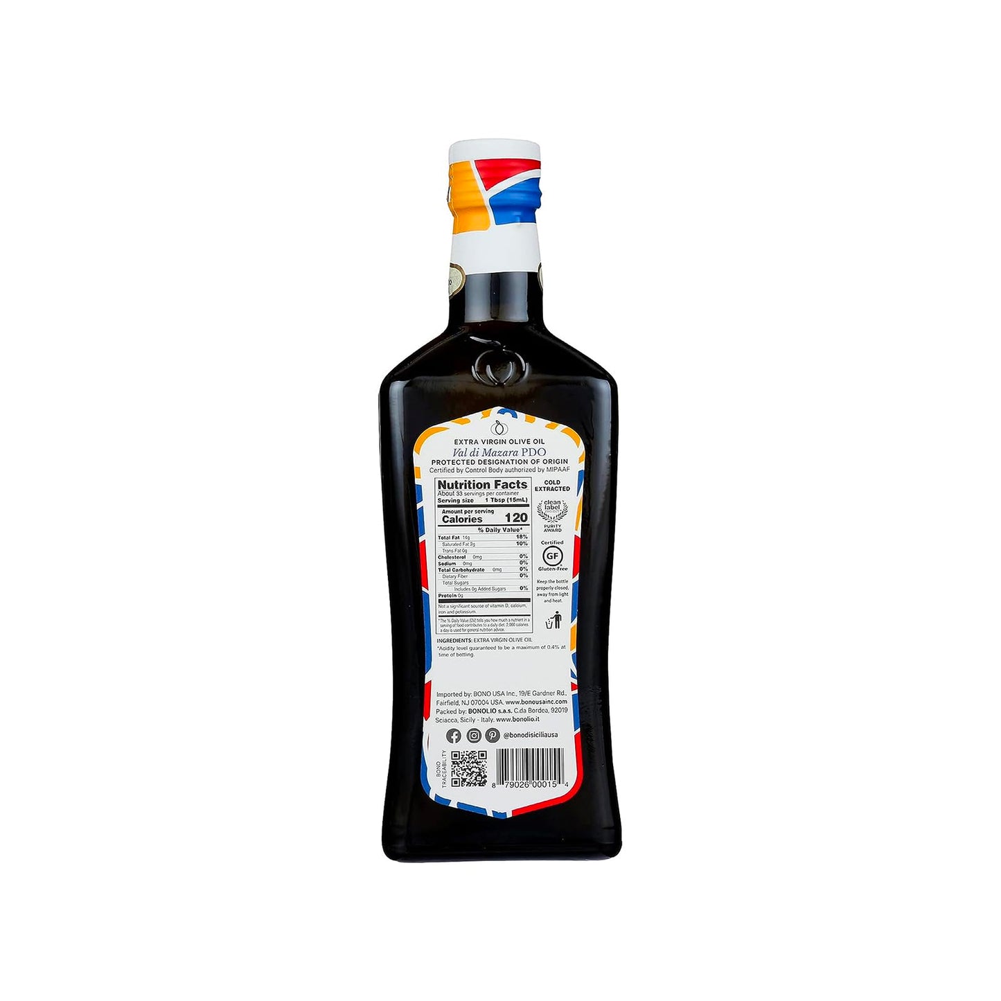 Bono Sicilian Certified PDO Val Di Mazara Extra Virgin Olive Oil - 16.9 oz