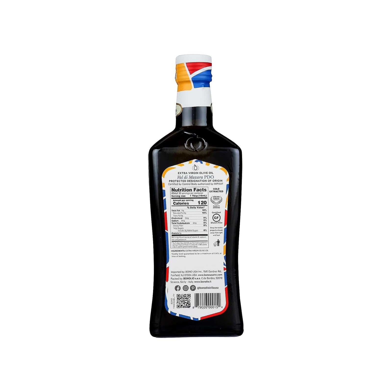 Bono Sicilian Certified PDO Val Di Mazara Extra Virgin Olive Oil - 16.9 oz