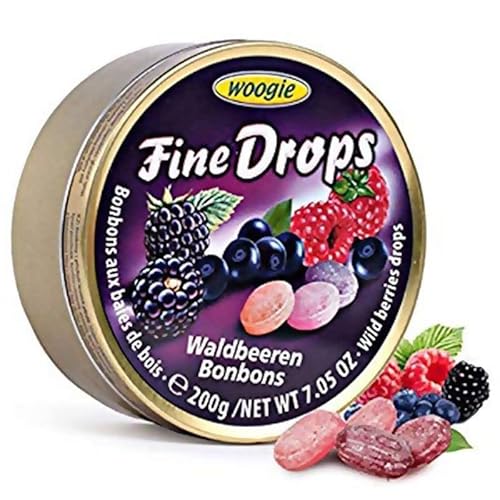Woogie Refreshing Fine Drops of Wild Berry Candies(Forest Berries Bonbons) in Easy Resealable Round Can For Fresh Breath, Delicious Snack 200 g / 7.05