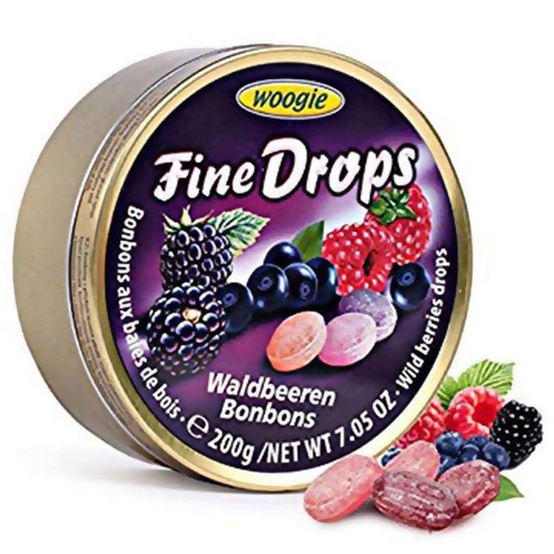 Woogie Refreshing Fine Drops of Wild Berry Candies(Forest Berries Bonbons) in Easy Resealable Round Can For Fresh Breath, Delicious Snack 200 g / 7.05