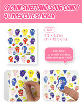 Crown Sweet and Sour Candy Peach Flavor 435g (29g X 15ea) + Cute Character Stickers