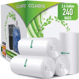2.6 Gallon Clear Bathroom Trash Bags (240 Bags) 2 Gallon Small Garbage Bags 10 Liter Plastic Wastebasket Trash Can Liners for Home and Office Bins