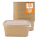 Celel 50 Pack 35 oz Paper Food Containers with Lids, Paper Meal Prep Containers Microwavable and Freezer Use Cardboard Food Concertinas - 50 Bowls 50