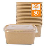 Celel 50 Pack 35 oz Paper Food Containers with Lids, Paper Meal Prep Containers Microwavable and Freezer Use Cardboard Food Concertinas - 50 Bowls 50