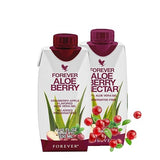 2 x Forever Aloe Berry Nectar Minis (330mL/11.15oz Each) 90.7% Pure Inner Leaf Aloe Vera Gel, No Added Preservatives. Gluten-Free (Pack of 2)